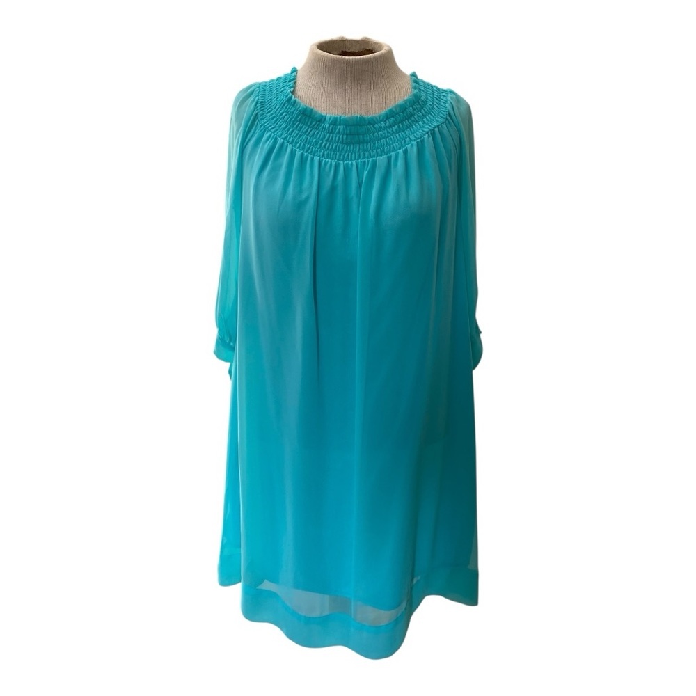 New York & Company Blue Smocked Midi Dress - Picture 10 of 14